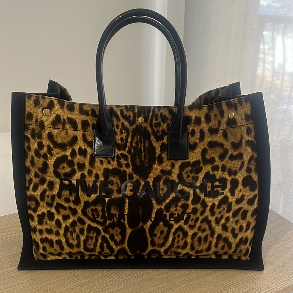 Saint Laurent Canvas Rive Gauche Leopard